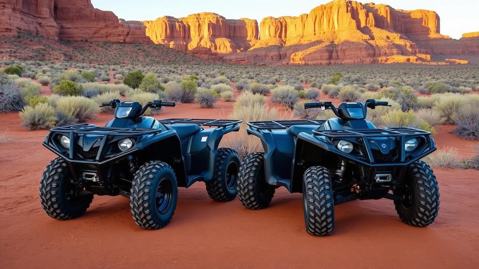 Two Yamaha ATVs parked on a Southern Utah hillside trail — ATV insurance St. George and Hurricane
