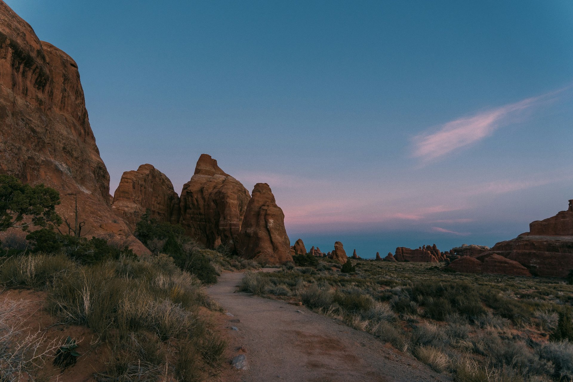 Red rock spires at dusk near Santa Clara, Utah — renters insurance in Santa Clara, UT