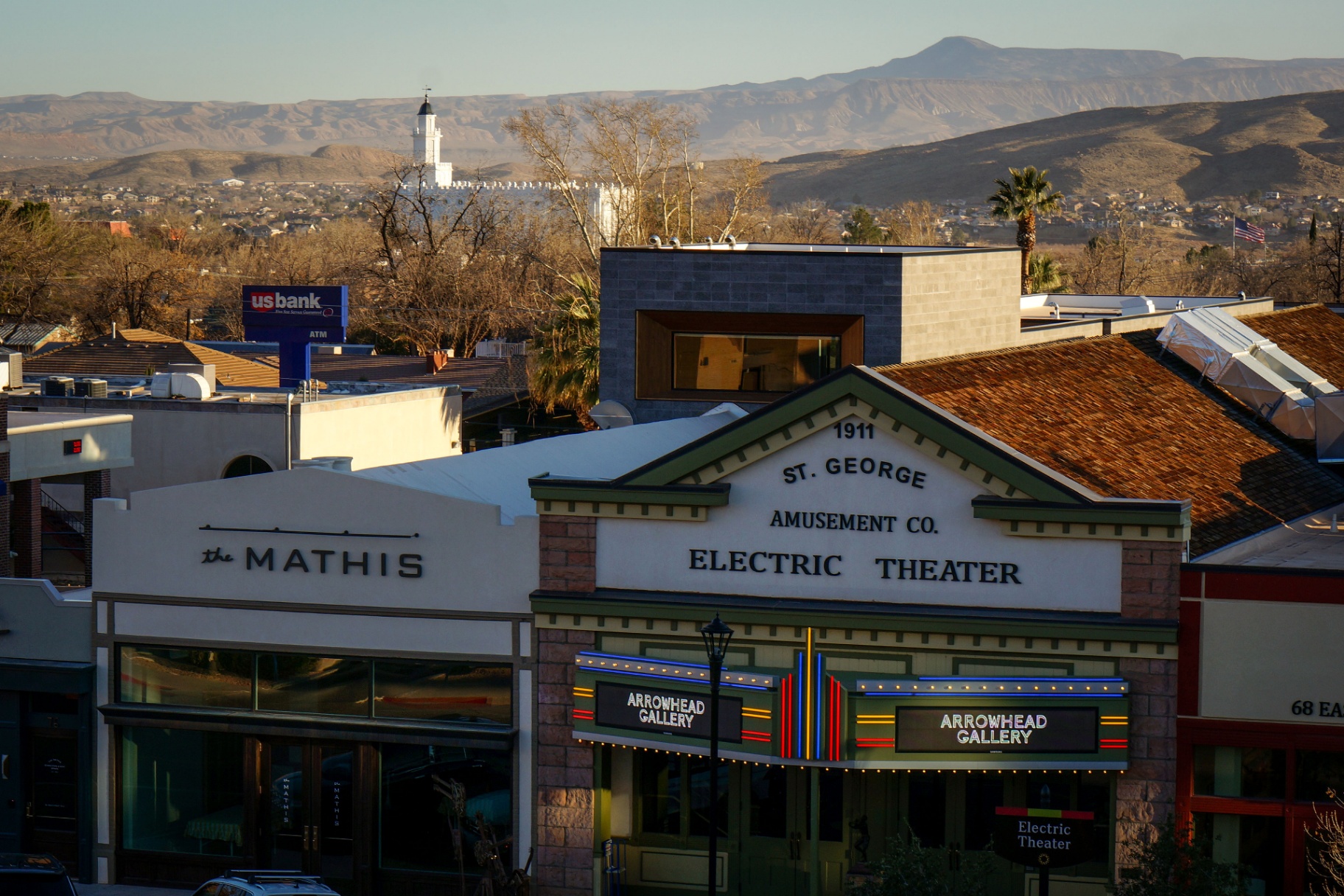 Historic St. George downtown — the Mathis building and 1911 Electric Theater on Main Street, a cornerstone of the community OnPoint Insurance serves.