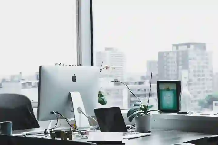 Modern Southern Utah office workspace with city view