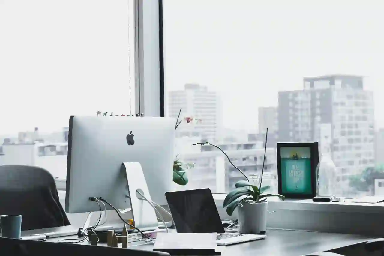 Modern Southern Utah office workspace with city view