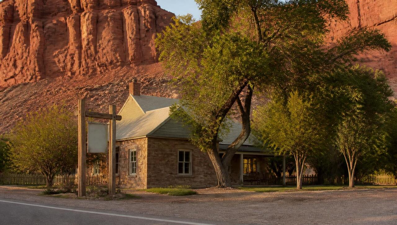 Historic stone bed-and-breakfast with canyon backdrop in Rockville, Utah (ZIP 84763) — business insurance, BOP, general liability, commercial property and workers' comp for Rockville, Utah employers