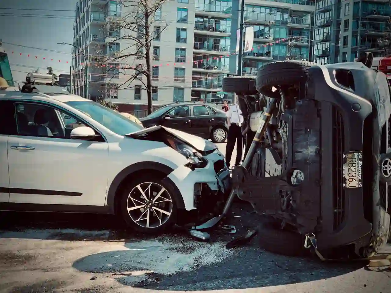 Multi-vehicle accident scene illustrating commercial auto exposure