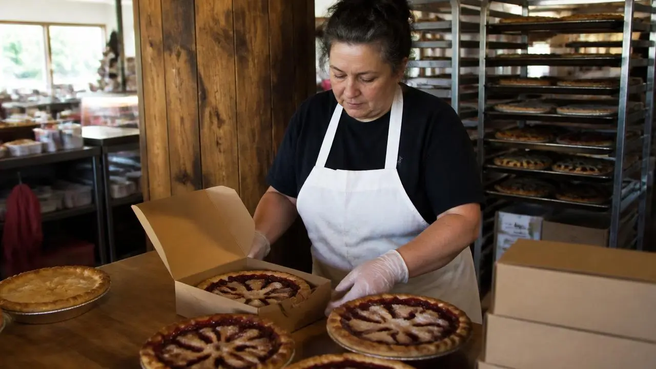 Baker boxing fresh pies in a Veyo, Utah kitchen — business insurance, BOP, general liability and workers' comp for Veyo, Utah 84782 employers
