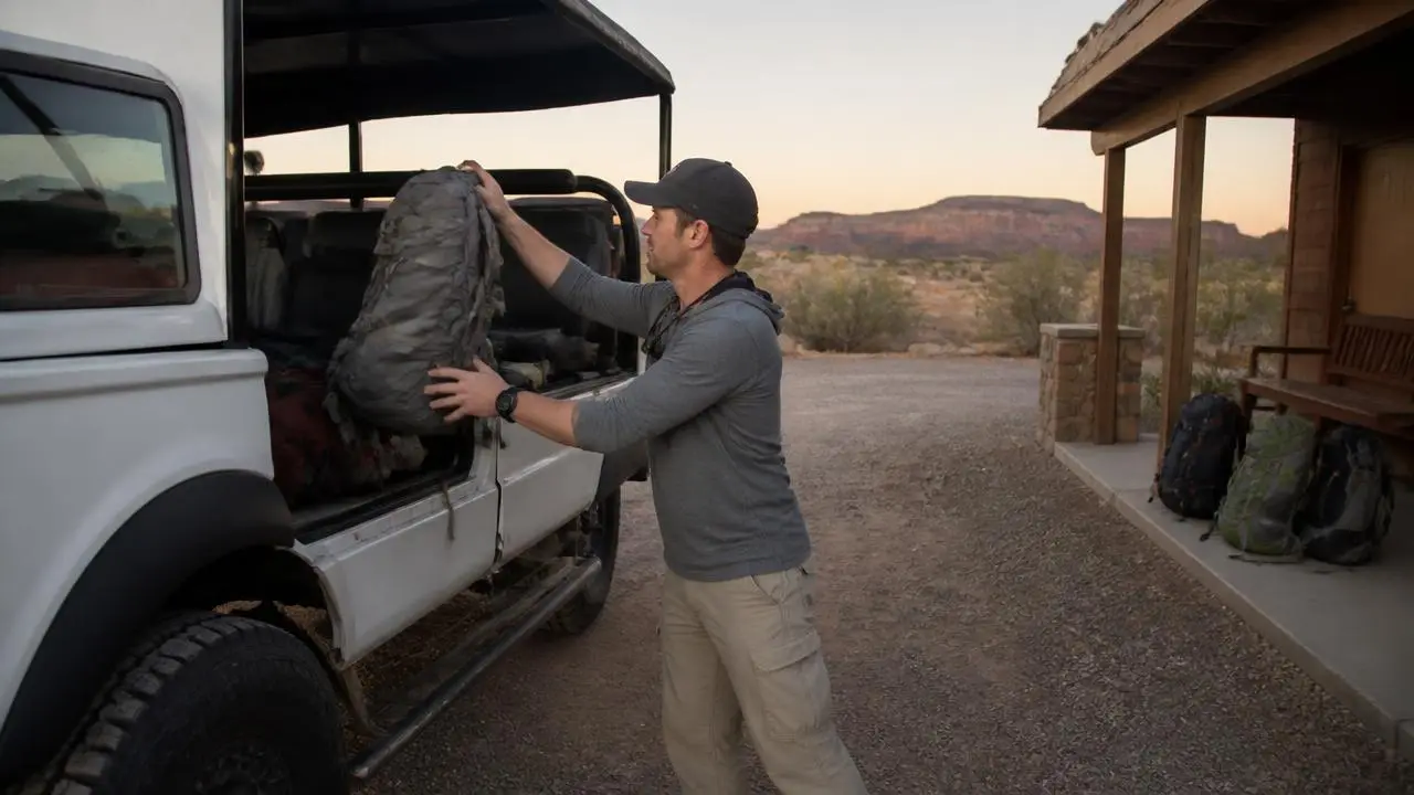 Tour outfitter loading gear into a van for a slot-canyon trip in Kanab, Utah — business insurance, BOP, general liability and workers' comp for Kanab, Utah 84741 employers