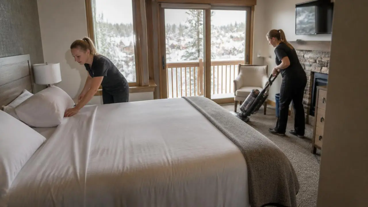 Housekeeping crew turning over a mountain condo in Brian Head, Utah — business insurance, BOP, general liability and workers' comp for Brian Head, Utah 84719 employers