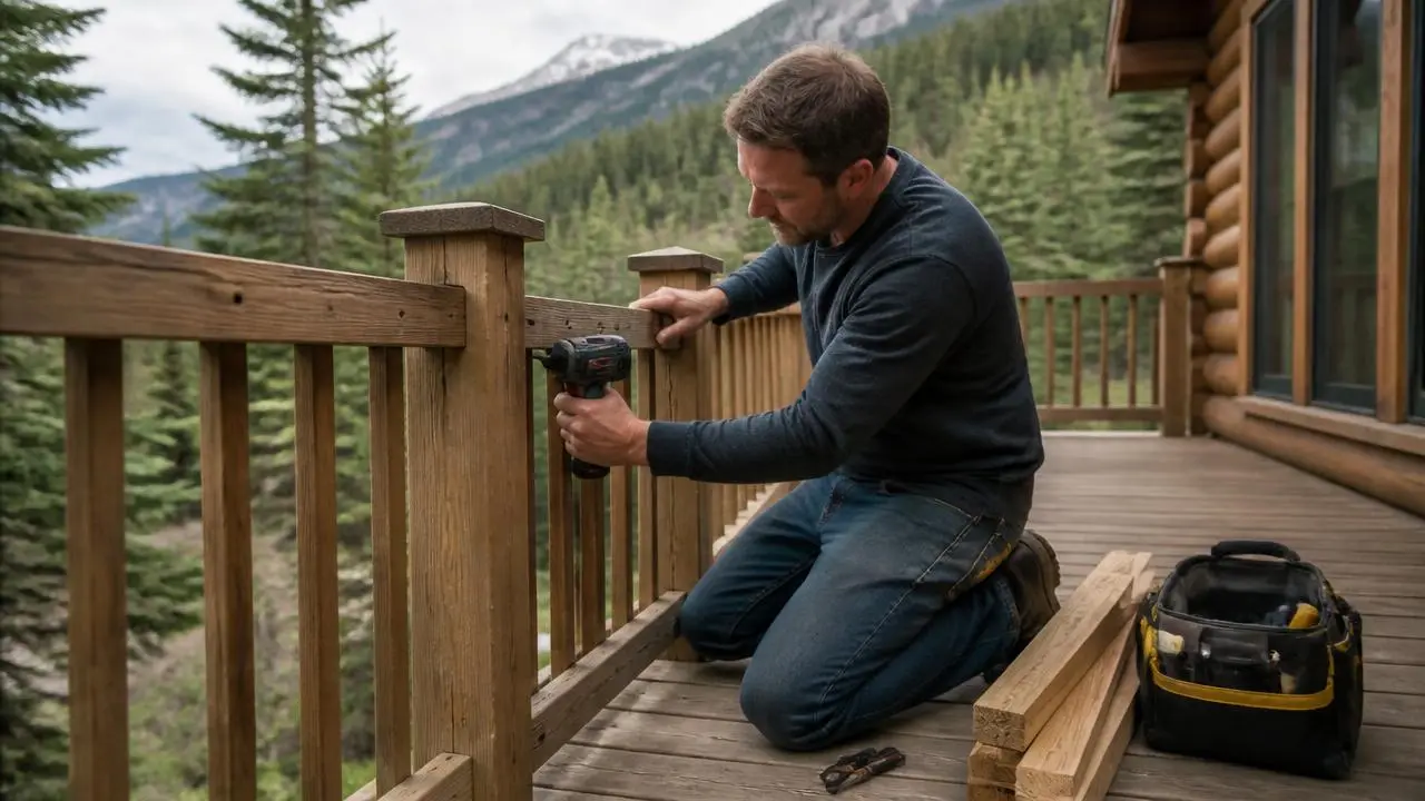 Contractor repairing a cabin deck in Pine Valley, Utah — business insurance, BOP, general liability and workers' comp for Pine Valley, Utah 84781 employers