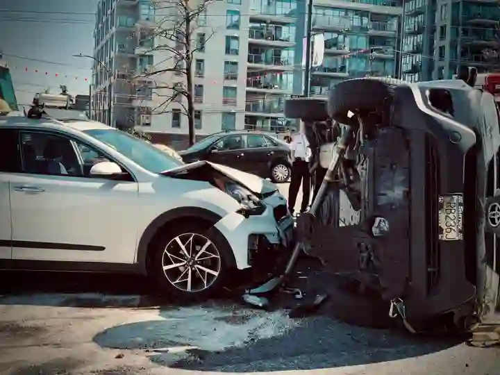 Multi-vehicle accident scene illustrating commercial auto exposure