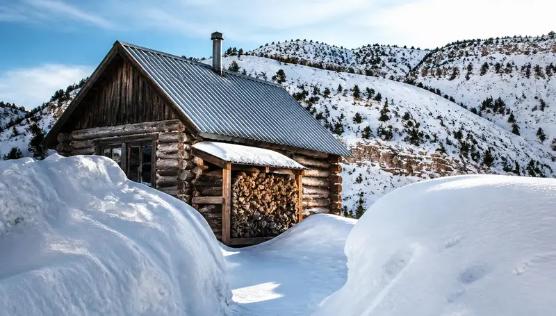 Log cabin with a steep metal roof buried in deep snow at 9,000 feet in southern Utah — health insurance and ACA Marketplace enrollment for Brian Head, Utah 84719 households