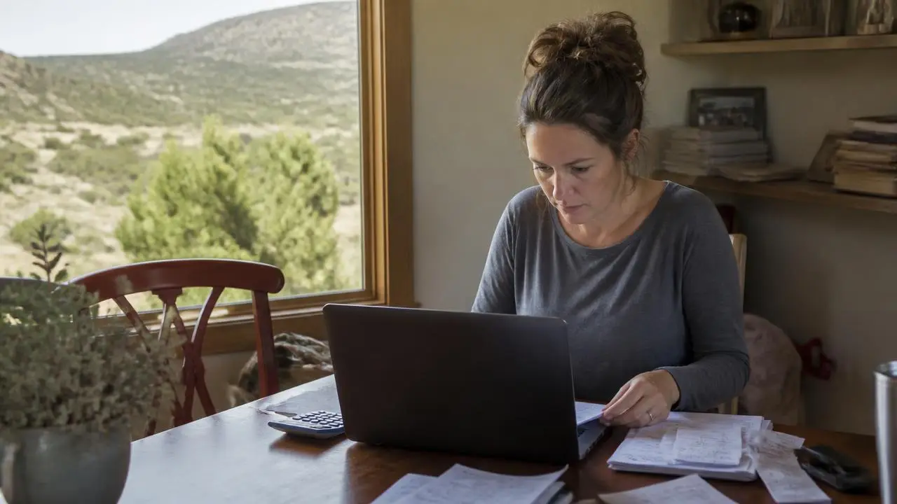 Home-office bookkeeper working at a desk in Central, Utah — business insurance, BOP, general liability and workers' comp for Central, Utah 84722 employers