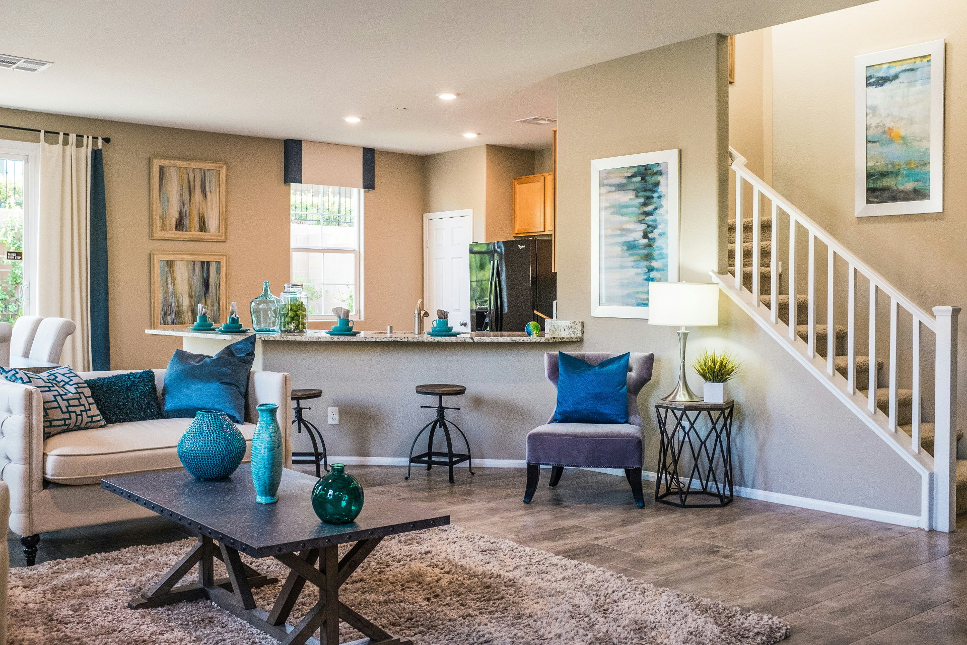 Contemporary living room interior representative of a Washington, UT rental