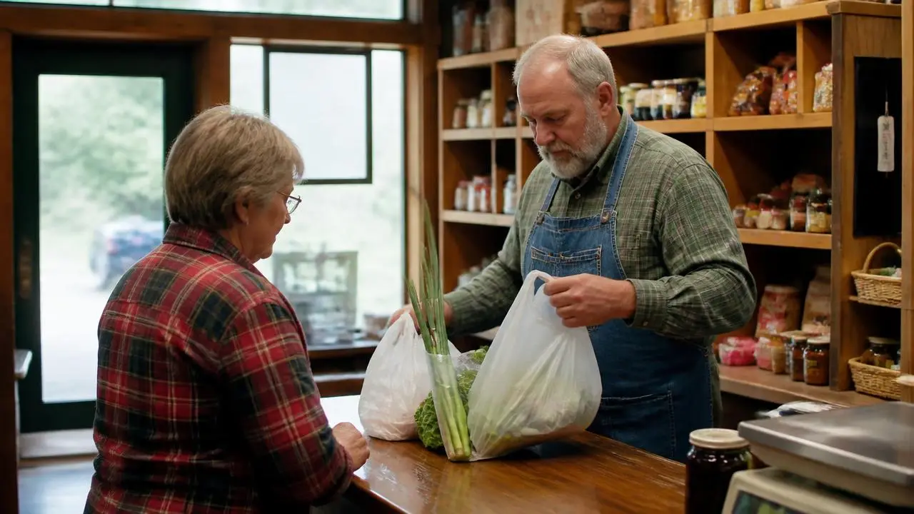 General store aisle with a clerk stocking shelves in Enterprise, Utah — business insurance, BOP, general liability and workers' comp for Enterprise, Utah 84725 employers