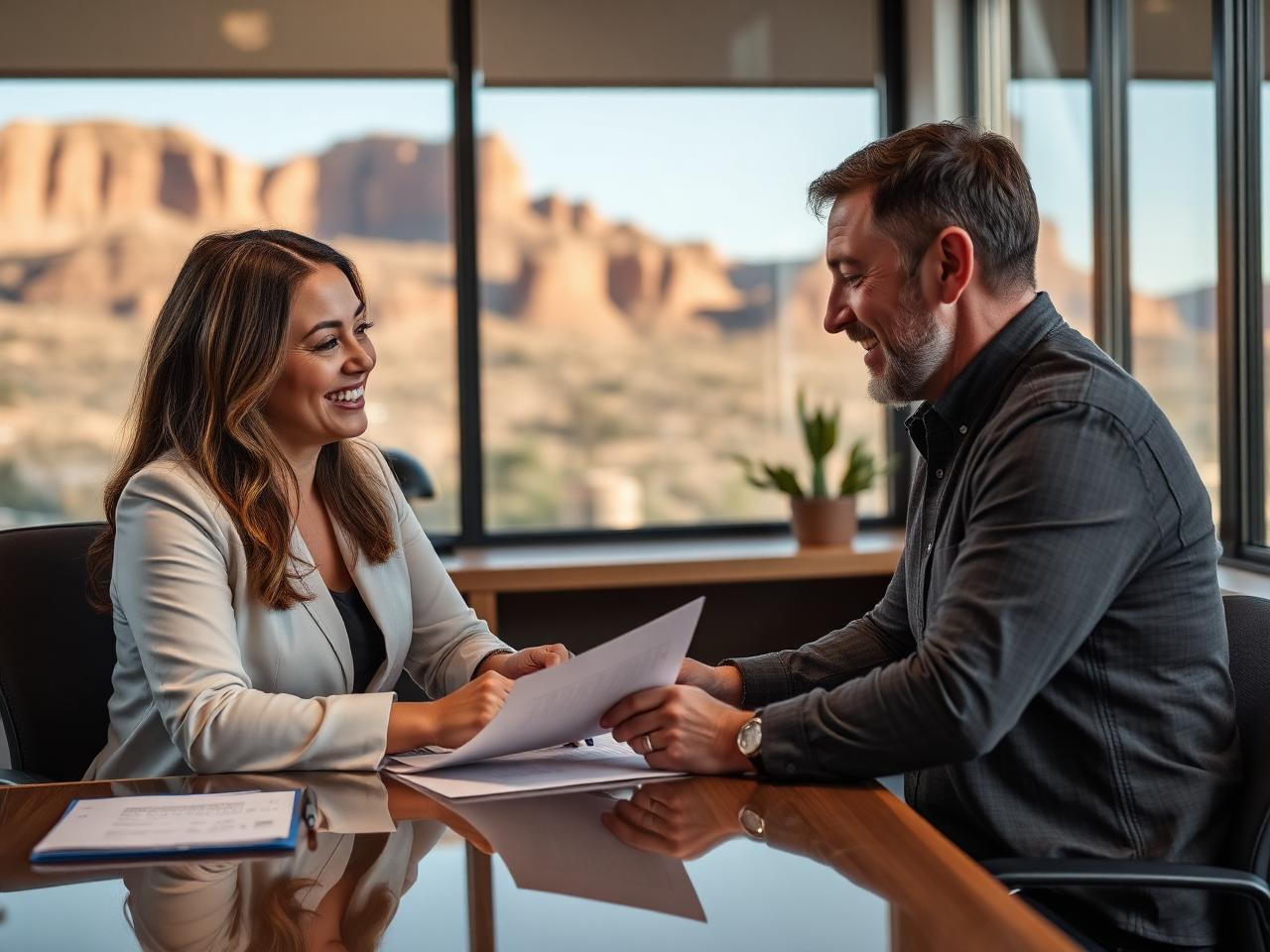 OnPoint Insurance agent reviewing SR-22 paperwork with a Southern Utah client