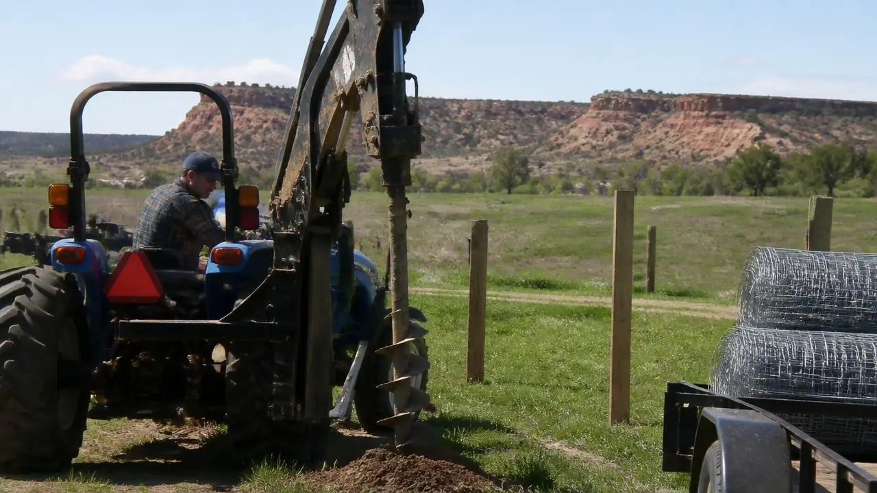 Fencing contractor augering posts with a tractor near Kanarraville, Utah — business insurance, BOP, general liability and workers' comp for Kanarraville, Utah 84742 employers
