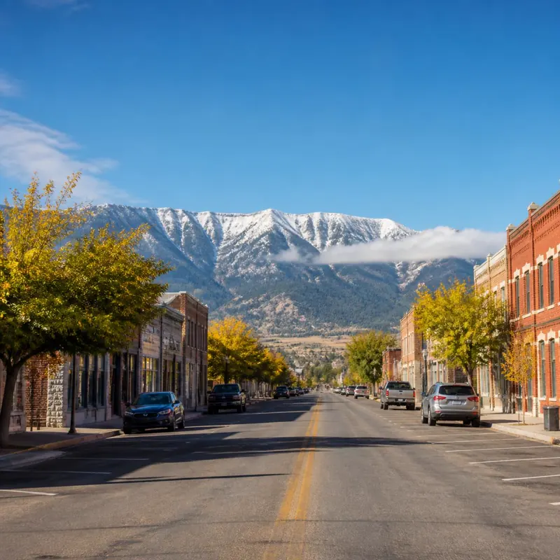 Historic Main Street in Beaver, Utah, below the Tushar Mountains in Beaver County