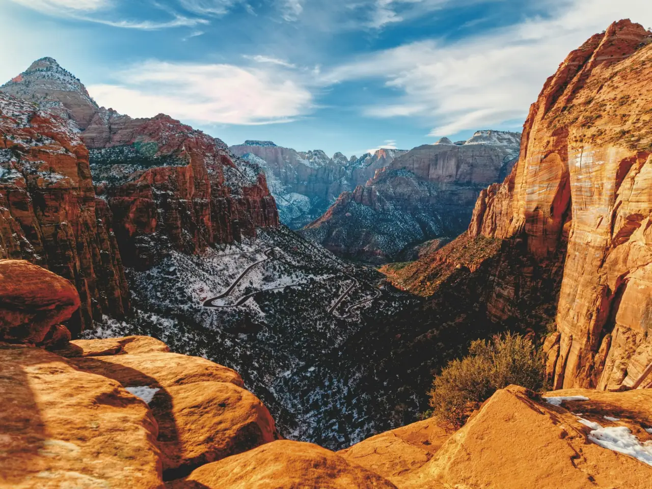 Zion National Park canyon at golden hour, Southern Utah